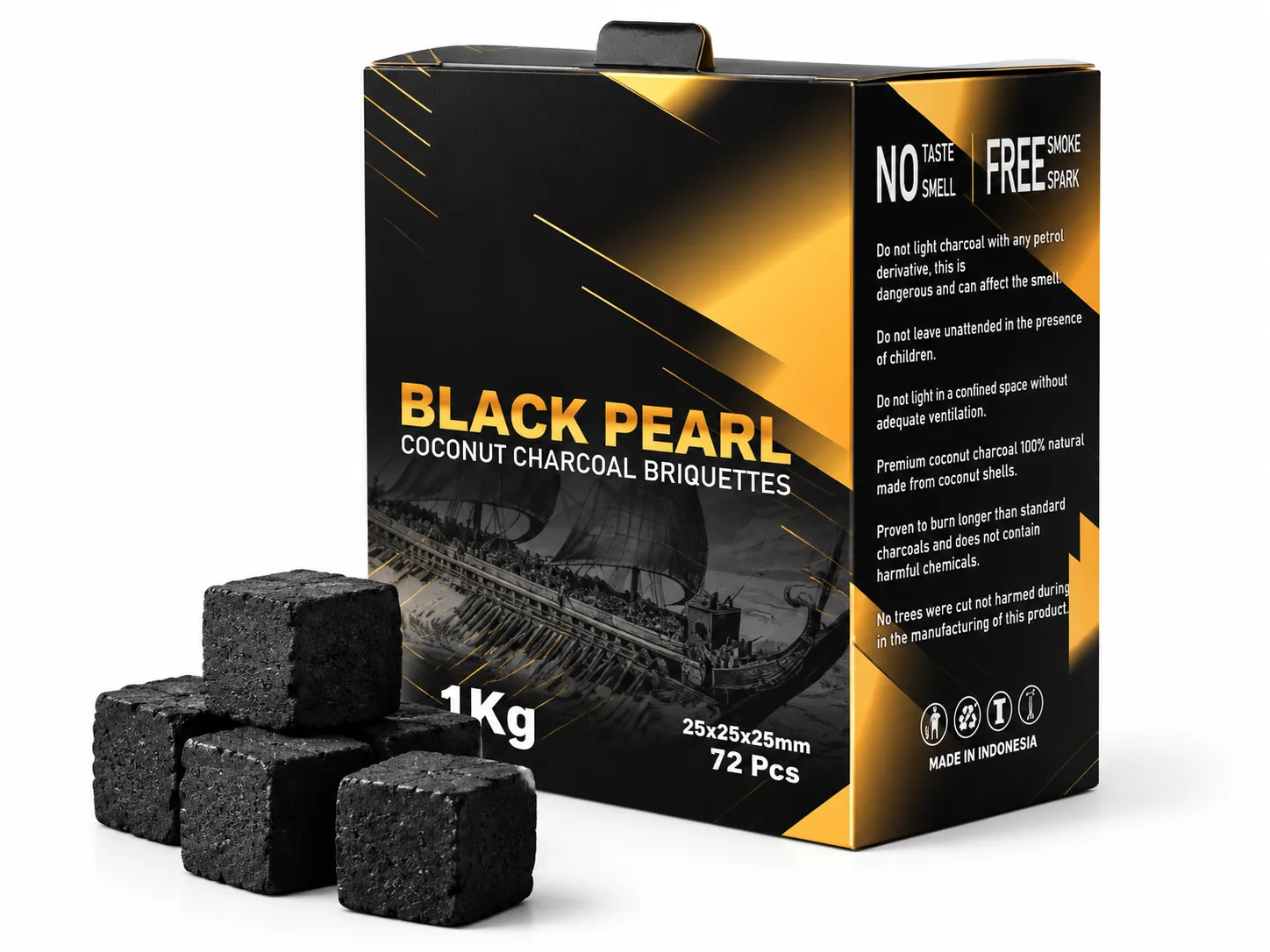 Cube Coconut Charcoal Briquettes (Export Quality)